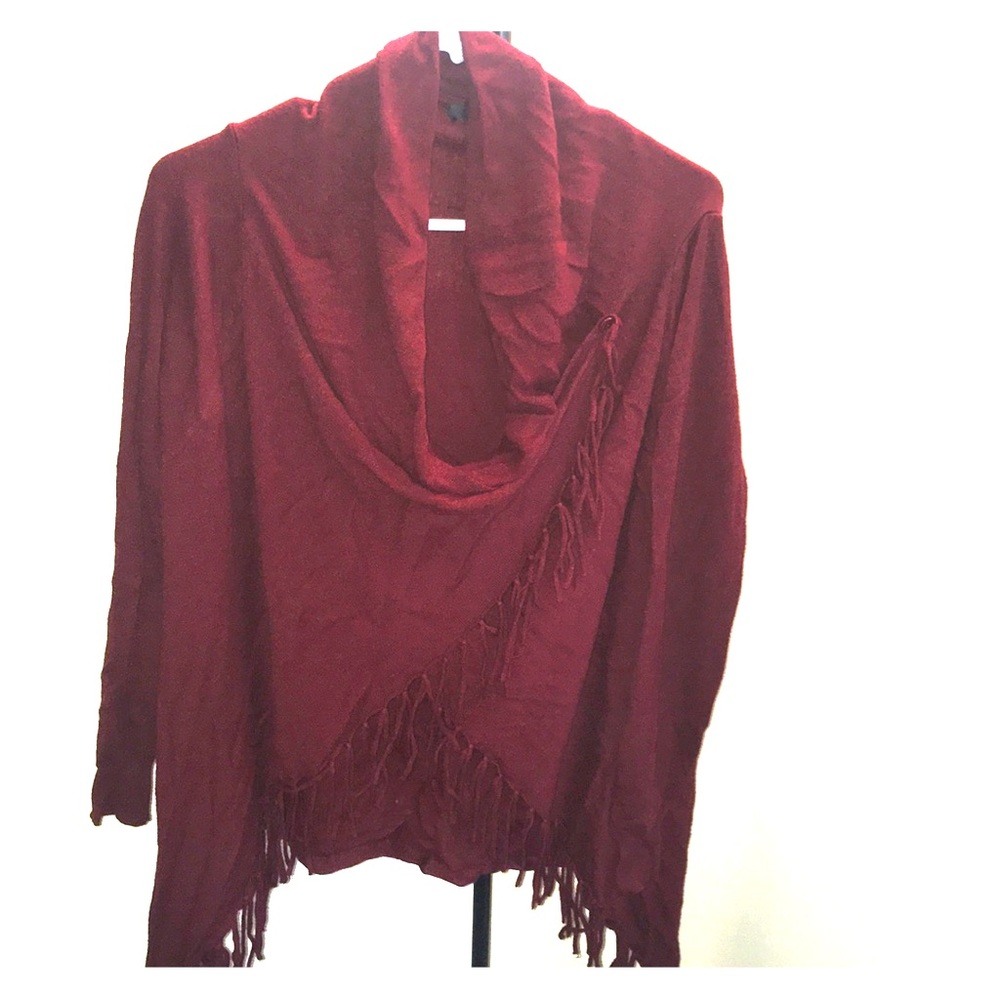 Burgundy sweater/shawl by Love Tree